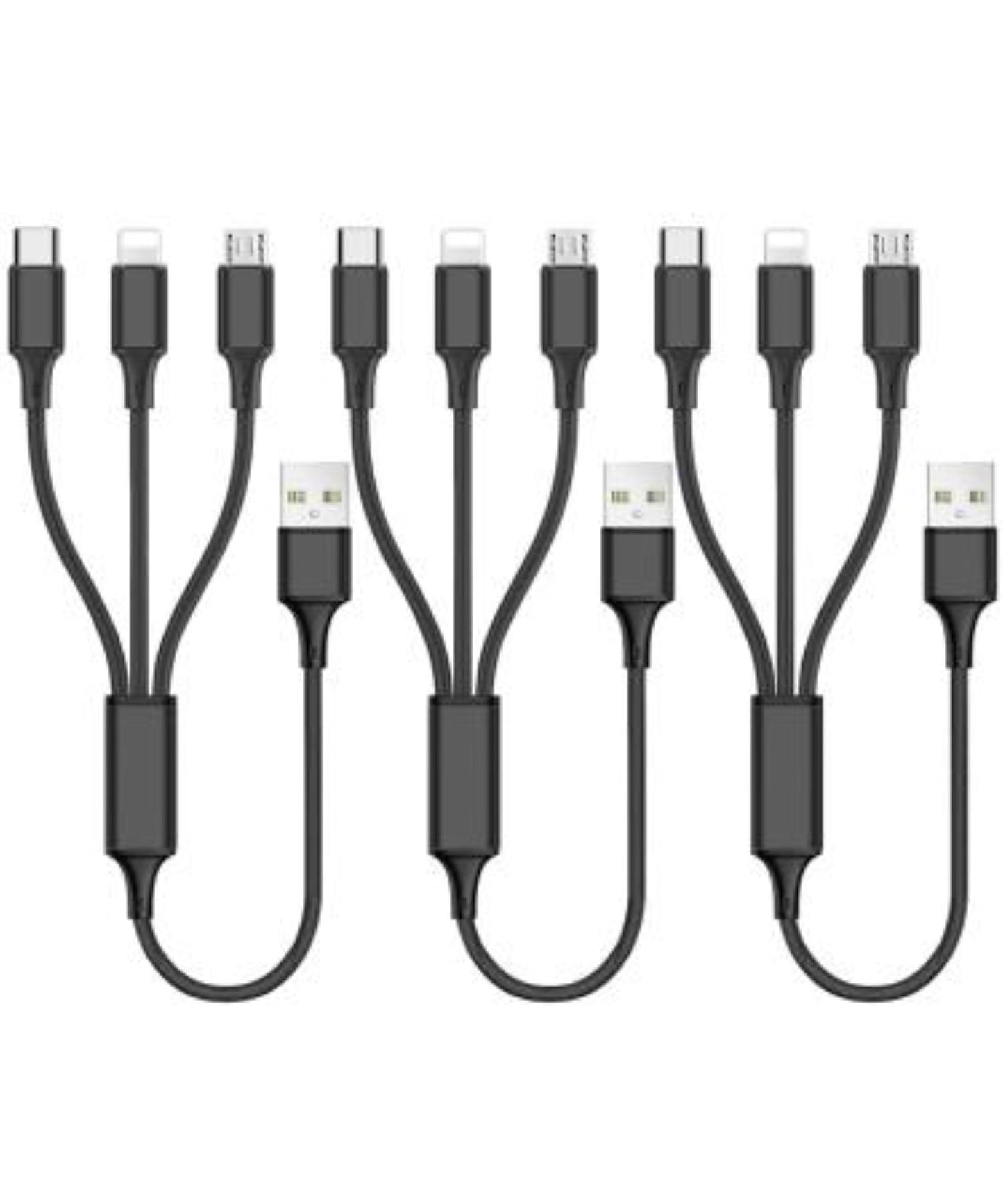 3-in-1 Ladekabel – Universelles 3-in-1 Kabel mit für Ios, für Iphone, USB-C & Micro USB – Schnelles Aufladen, High-Speed Datenübertragung, Knickfest & Knotenfrei – Kompatibel mit iPhone, Android, Tablets & mehr