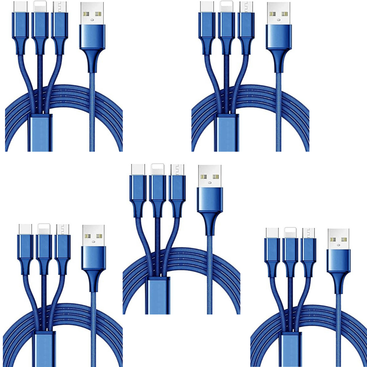3-in-1 Ladekabel – Universelles 3-in-1 Kabel mit für Ios, für Iphone, USB-C & Micro USB – Schnelles Aufladen, High-Speed Datenübertragung, Knickfest & Knotenfrei – Kompatibel mit iPhone, Android, Tablets & mehr