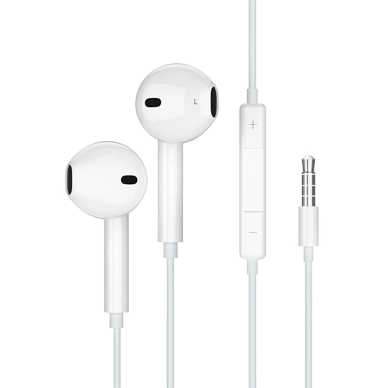 Kabelová sluchátka do uší s konektorem Lightning nebo Type-C, mikrofonem a ovládáním hlasitosti – pro iPhone, Samsung, iPad, notebook, MacBook a další (bílá)