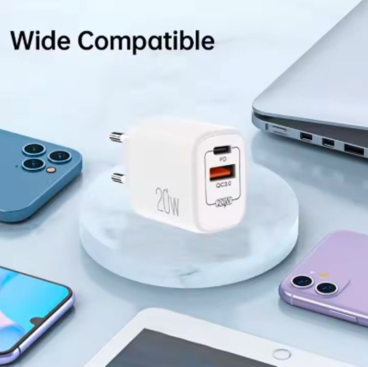 Ladegerät Doppelanschluss  Schnellladegerät USB-C + USB-A , Dual-Port Charger, Schnellladen für iPhone, iPad, Samsung, Google Pixel, Tablet & mehr