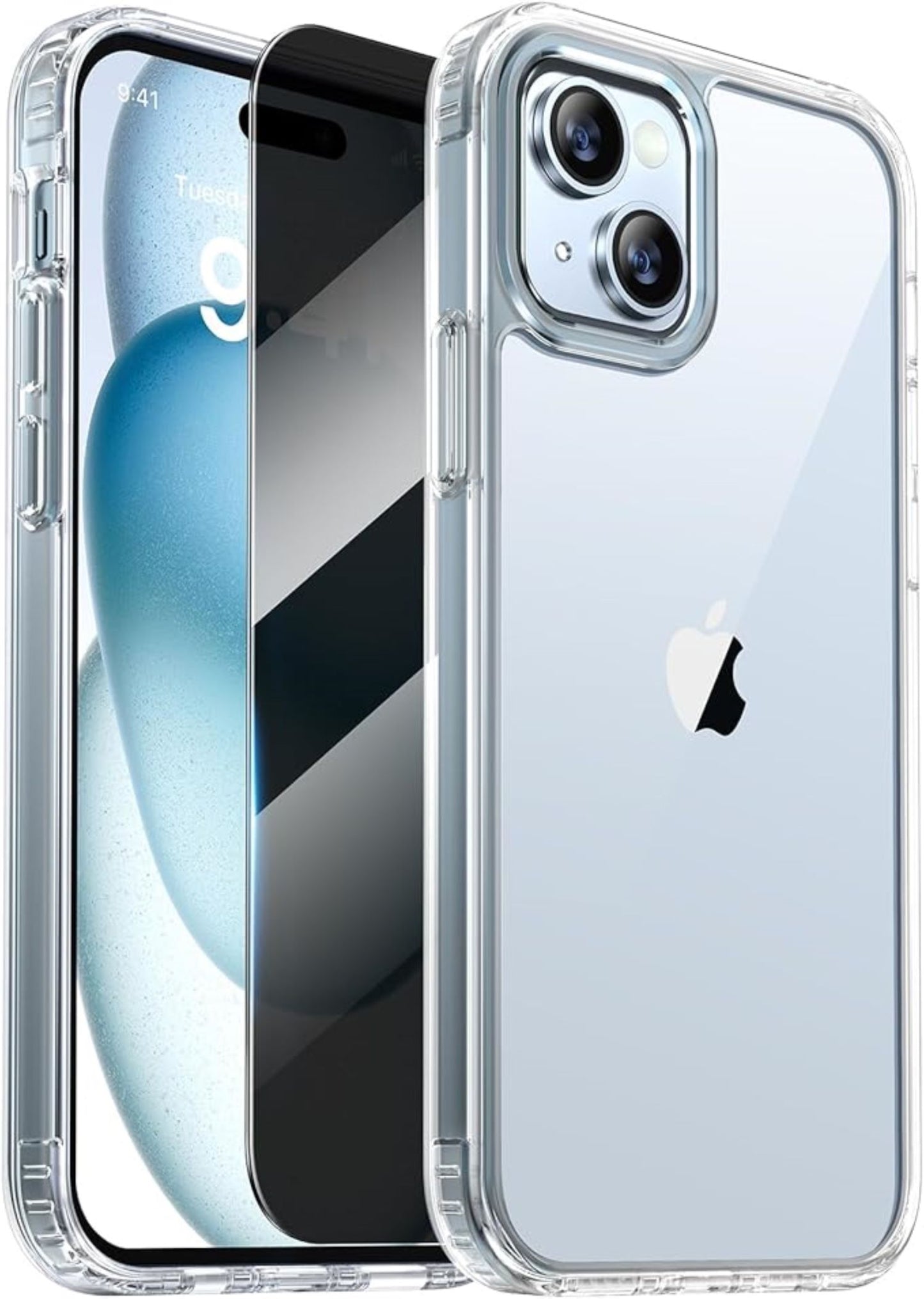 Hülle für iPhone Handyhülle Transparent, durchsichtig Schutzhülle, iPhone Clear Case, Stoßfest, Kratzfest mit Displayschutz