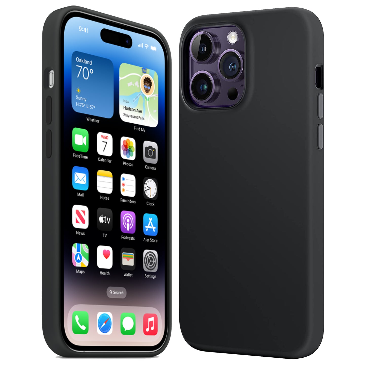 Schwarze iPhone Hülle – Matte Handyhülle, Stoßfestes iPhone Case, Kratzfeste Schutzhülle, Handy Schale mit Displayschutz