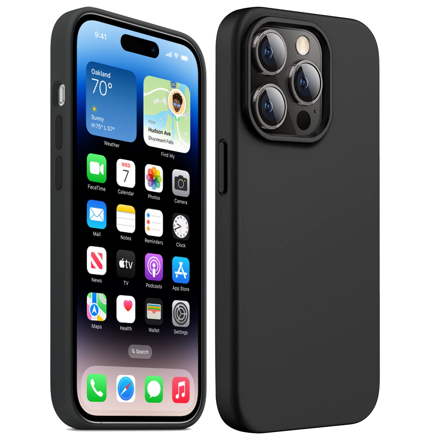 Schwarze iPhone Hülle – Matte Handyhülle, Stoßfestes iPhone Case, Kratzfeste Schutzhülle, Handy Schale mit Displayschutz