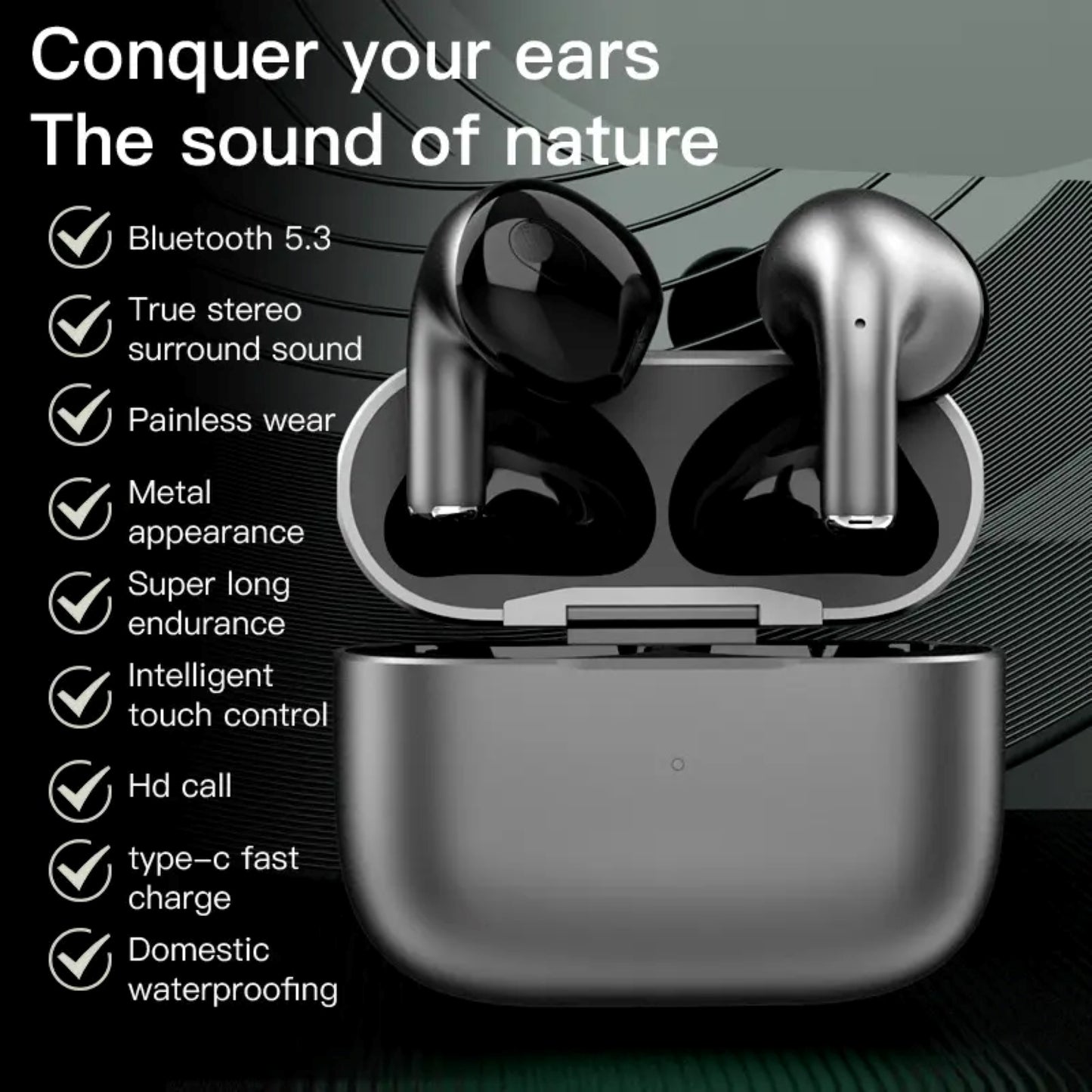 Premium Bluetooth In-Ear Kopfhörer mit robustem Metall-Ladecase