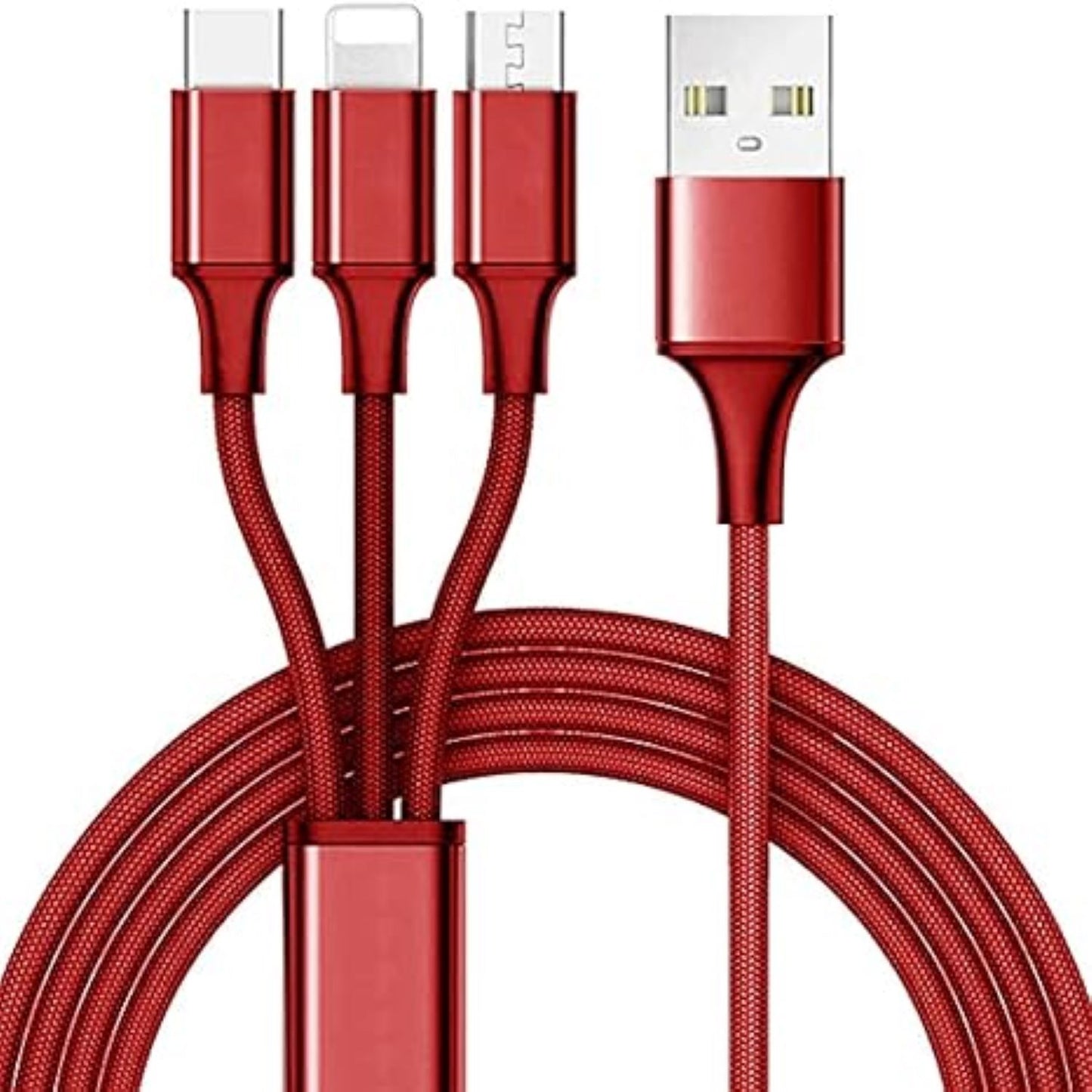 3-in-1 Ladekabel – Universelles 3-in-1 Kabel mit für Ios, für Iphone, USB-C & Micro USB – Schnelles Aufladen, High-Speed Datenübertragung, Knickfest & Knotenfrei – Kompatibel mit iPhone, Android, Tablets & mehr