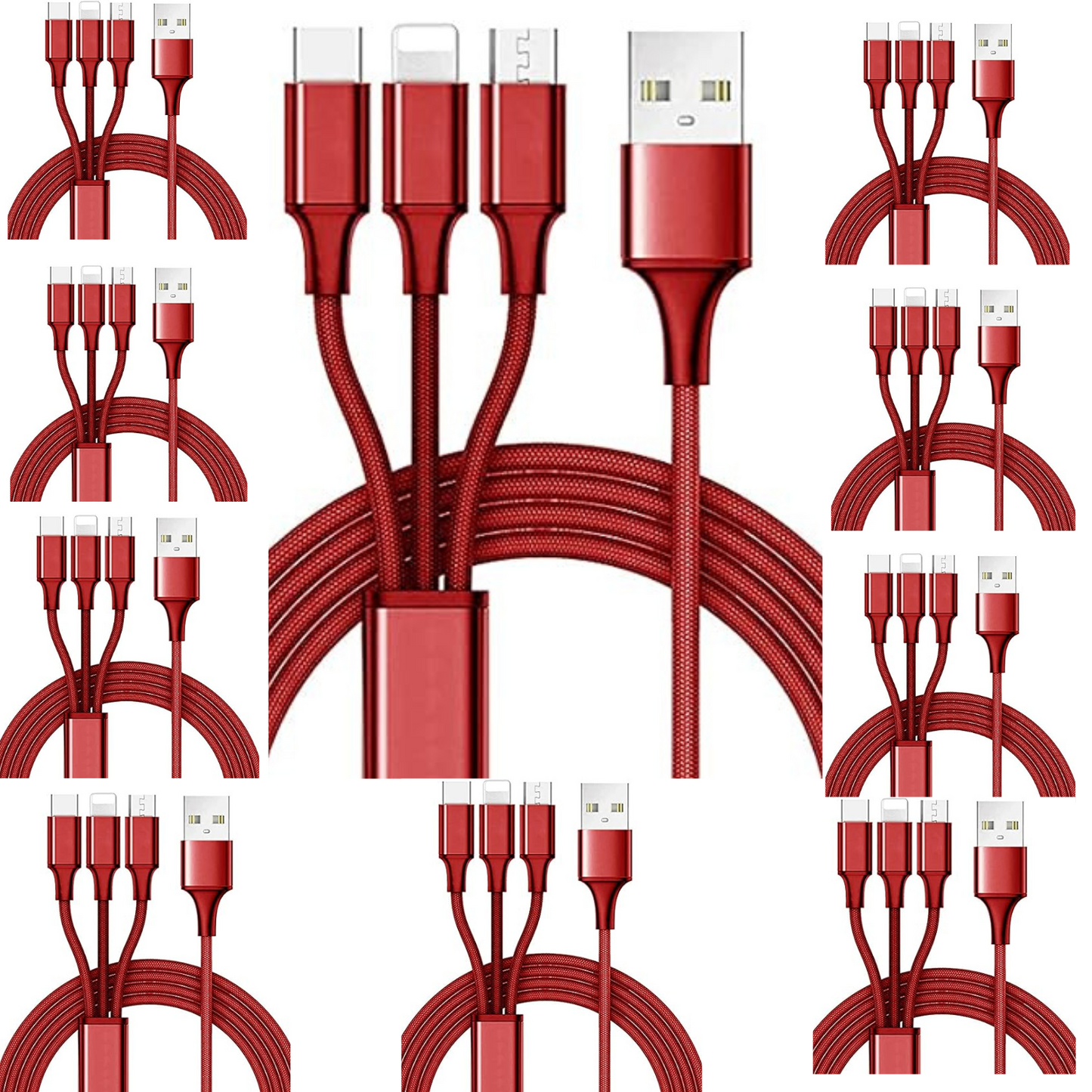 3-in-1 Ladekabel – Universelles 3-in-1 Kabel mit für Ios, für Iphone, USB-C & Micro USB – Schnelles Aufladen, High-Speed Datenübertragung, Knickfest & Knotenfrei – Kompatibel mit iPhone, Android, Tablets & mehr