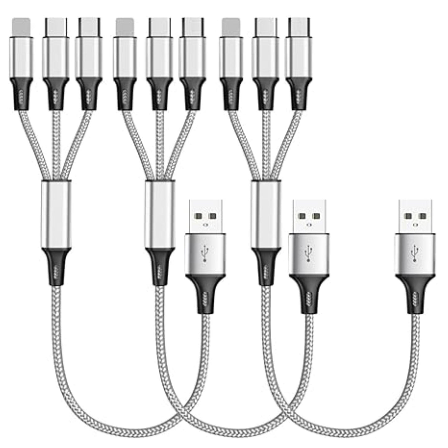 3-in-1 Ladekabel – Universelles 3-in-1 Kabel mit für Ios, für Iphone, USB-C & Micro USB – Schnelles Aufladen, High-Speed Datenübertragung, Knickfest & Knotenfrei – Kompatibel mit iPhone, Android, Tablets & mehr