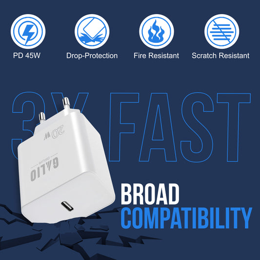 Power Adapter 20Watt USB-C Schnellladegerät – Kompatibel mit iPhone iPad, Samsung, Google Pixel, AirPods & mehr