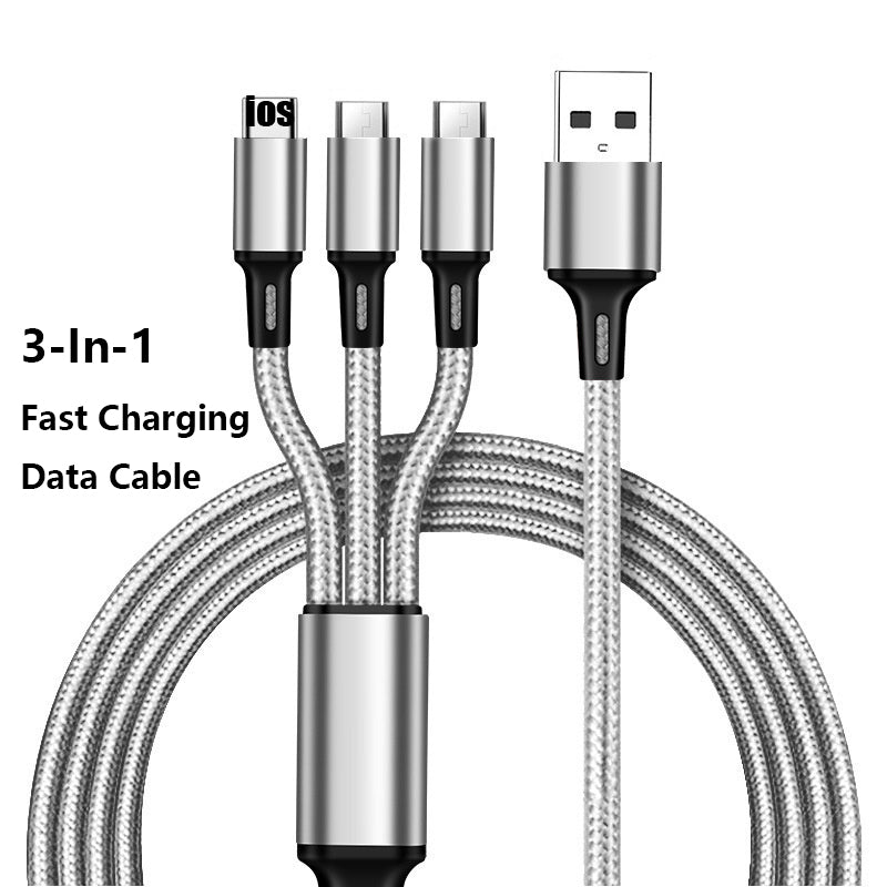 3-in-1 Ladekabel – Universelles 3-in-1 Kabel mit für Ios, für Iphone, USB-C & Micro USB – Schnelles Aufladen, High-Speed Datenübertragung, Knickfest & Knotenfrei – Kompatibel mit iPhone, Android, Tablets & mehr