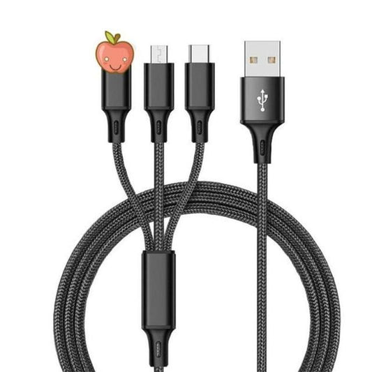 3-in-1 Ladekabel – Universelles 3-in-1 Kabel mit für Ios, für Iphone, USB-C & Micro USB – Schnelles Aufladen, High-Speed Datenübertragung, Knickfest & Knotenfrei – Kompatibel mit iPhone, Android, Tablets & mehr