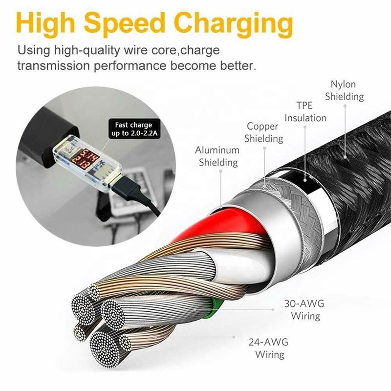 3-in-1 Ladekabel – Universelles 3-in-1 Kabel mit für Ios, für Iphone, USB-C & Micro USB – Schnelles Aufladen, High-Speed Datenübertragung, Knickfest & Knotenfrei – Kompatibel mit iPhone, Android, Tablets & mehr