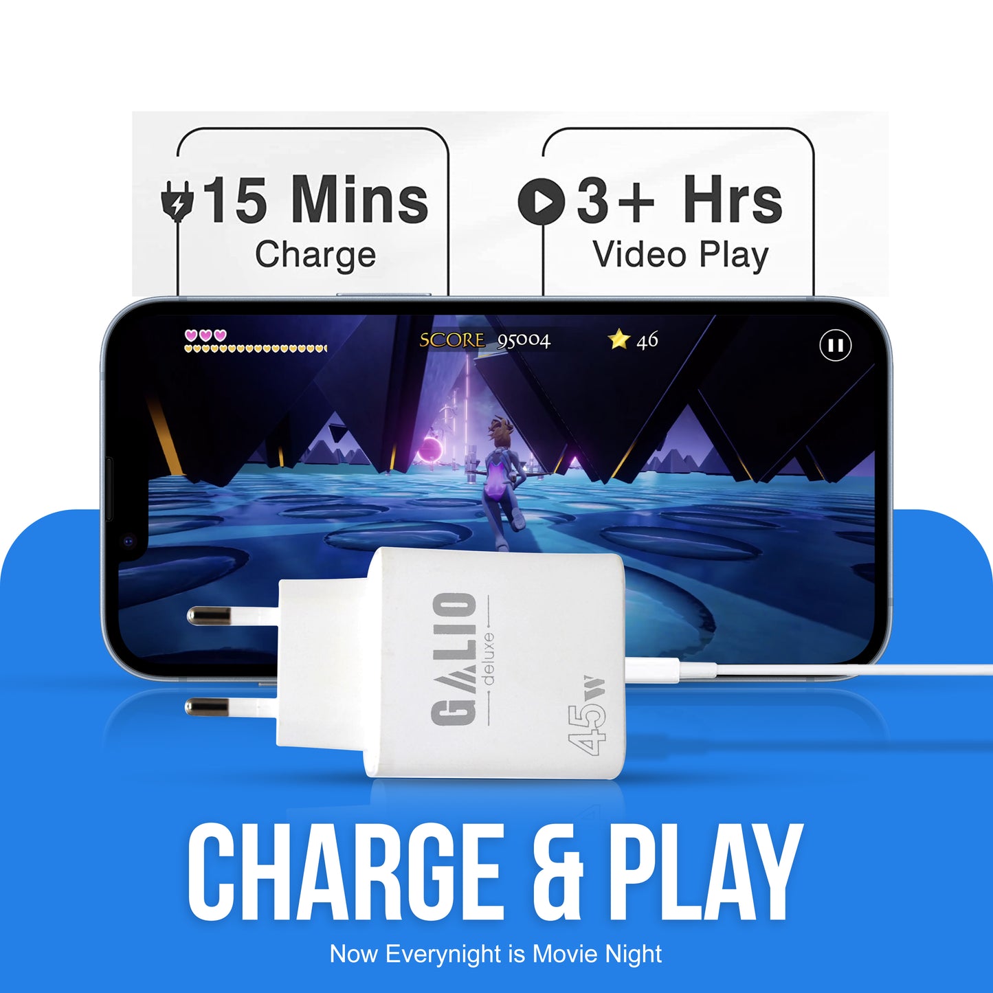 45Watt USB-C Schnellladegerät mit USB-C oder IOS für Iphone Ladekabel – Kompatibel mit iPhone 16, 15, 14, 13, 12, 11, XS, XR, SE, Samsung S25, S24, S23, iPad, MacBook, Huawei, Xiaomi, OnePlus, Google Pixel – PD 3.0 Netzteil für ultraschnelles Laden