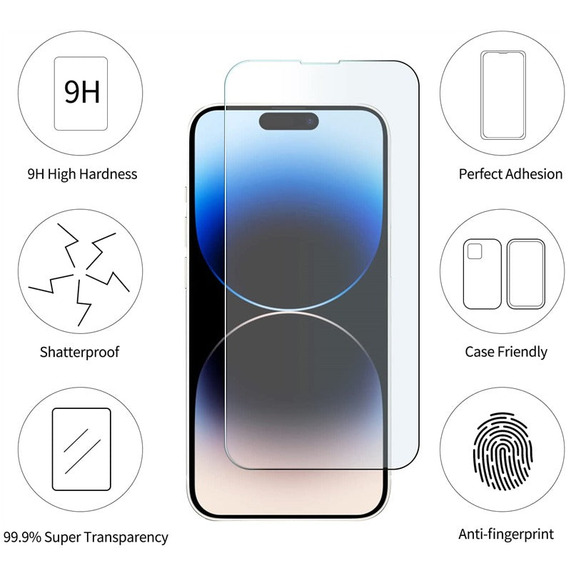 Handyhülle für iPhone + Schutz Glas + Kamera-Schutz – 3-in-1 Set, stoßfest, kratzfest, Sichtschutz  Schwarz oder Transparent