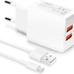 Doppel Schnellladegerät – 2x USB-A Ports – Kompatibel mit iPhone Samsung Galaxy iPad, Huawei, Xiaomi, OnePlus, Google Pixel