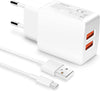 Doppel Schnellladegerät – 2x USB-A Ports – Kompatibel mit iPhone Samsung Galaxy iPad, Huawei, Xiaomi, OnePlus, Google Pixel