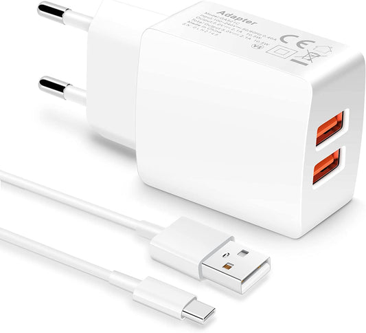 Doppel Schnellladegerät – 2x USB-A Ports – Kompatibel mit iPhone Samsung Galaxy iPad, Huawei, Xiaomi, OnePlus, Google Pixel