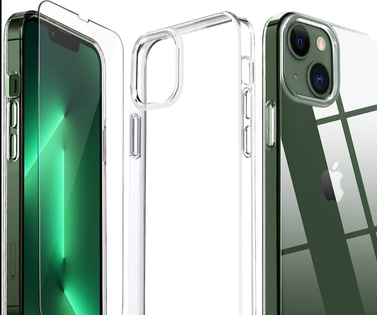 Handyhülle für iPhone + Schutz Glas + Kamera-Schutz – 3-in-1 Set, stoßfest, kratzfest, Sichtschutz  Schwarz oder Transparent