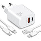 Ladegerät Doppelanschluss  Schnellladegerät USB-C + USB-A , Dual-Port Charger, Schnellladen für iPhone, iPad, Samsung, Google Pixel, Tablet & mehr