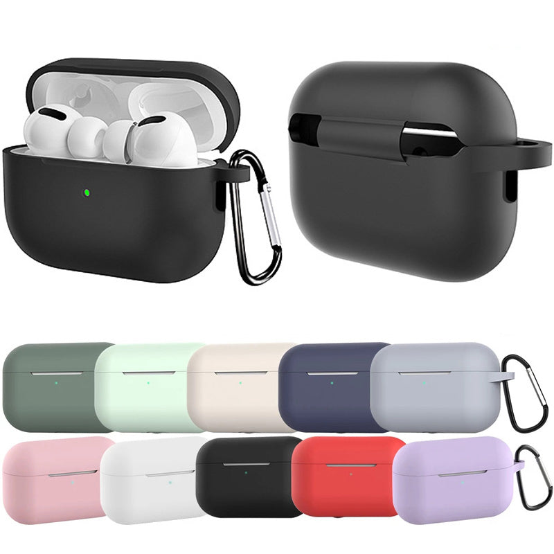 AirPods Schutzhülle mit Karabiner-Haken– Stoßfestes, Ultraleichtes AirPods Case, Passgenau &amp; Rutschfest – Kompatibel mit AirPods Pro 1, 2 & – Erhältlich in Schwarz, Blau, Lila, Weinrot Grün und weiter