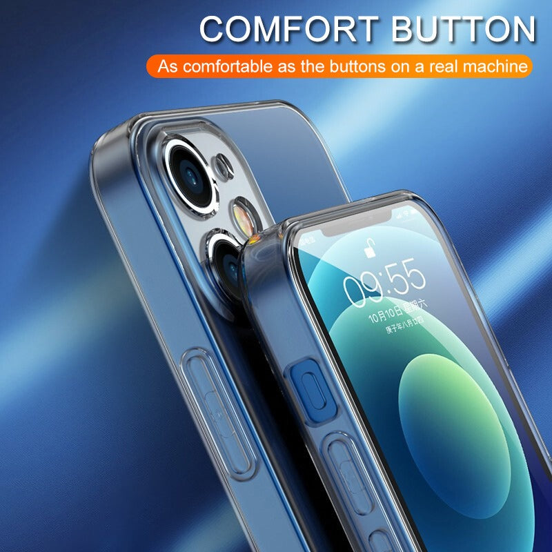 Handyhülle für iPhone + Schutz Glas + Kamera-Schutz – 3-in-1 Set, stoßfest, kratzfest, Sichtschutz  Schwarz oder Transparent